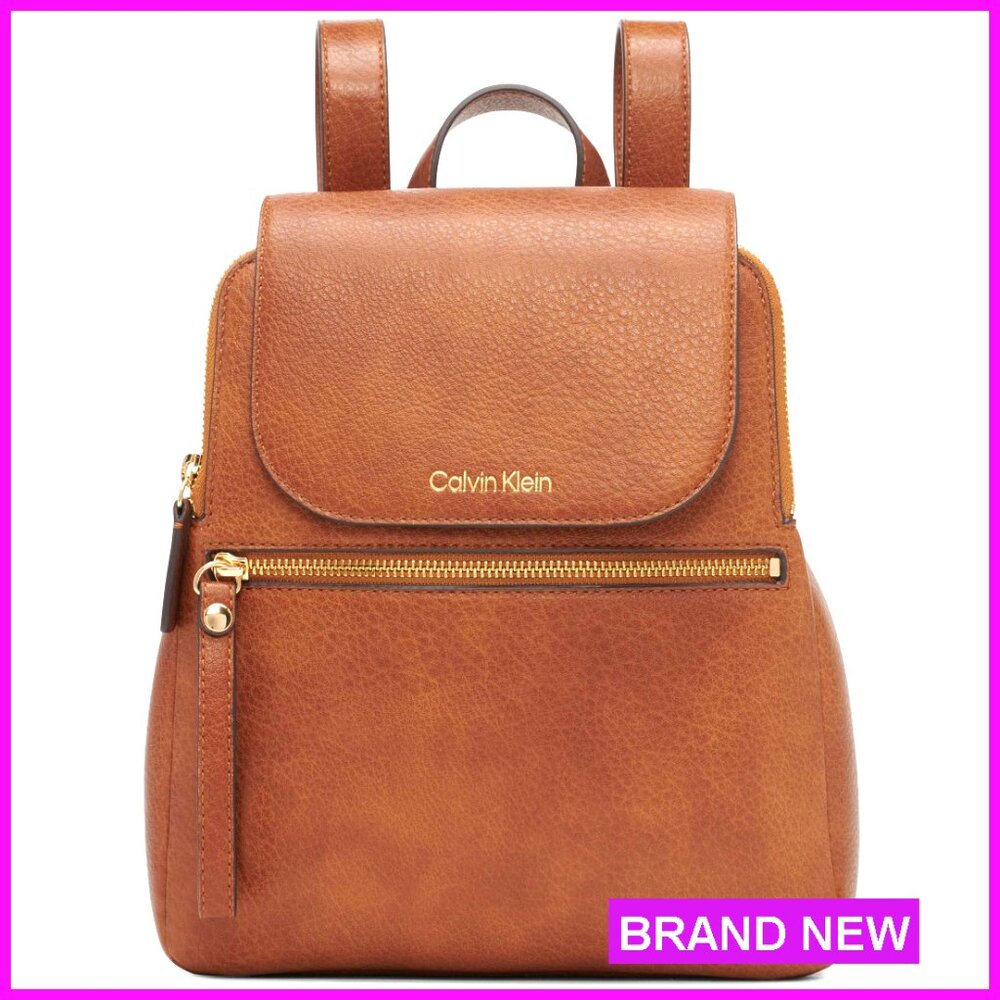 Faux Leather Backpack With Adjustable Straps And Multiple Pockets